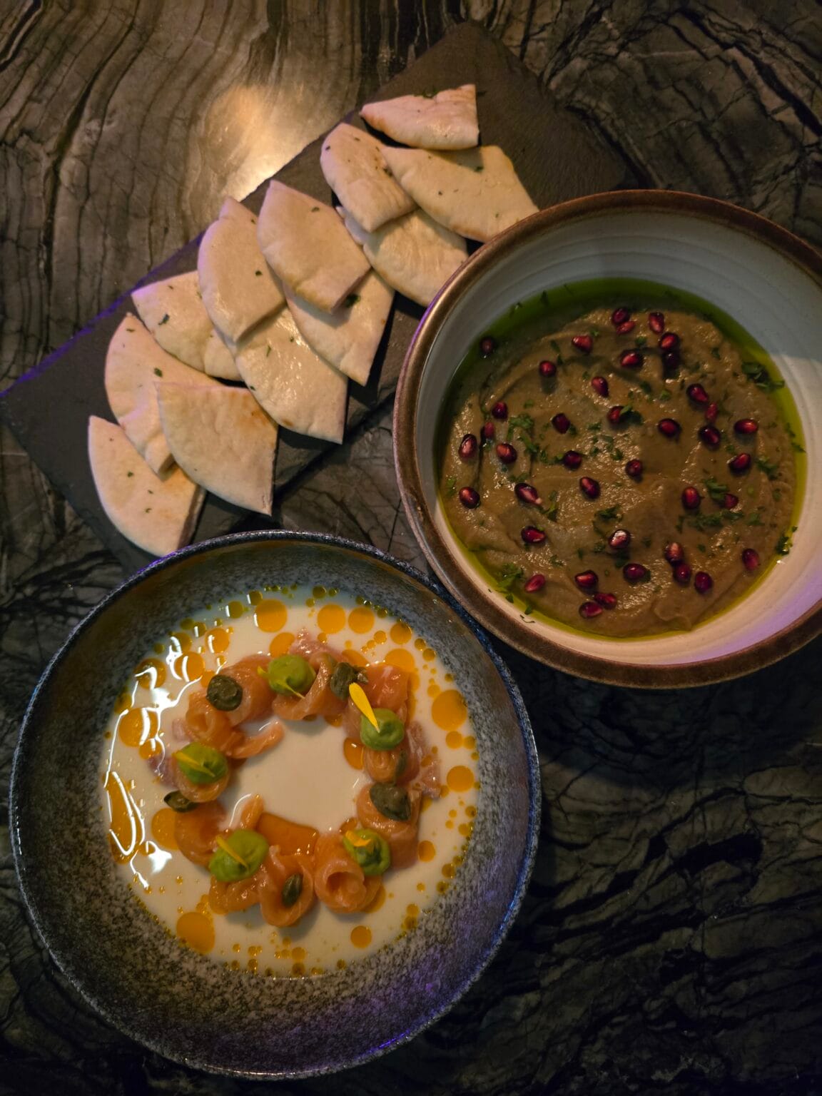 Deméter Ganoush y Tiradito de Iris